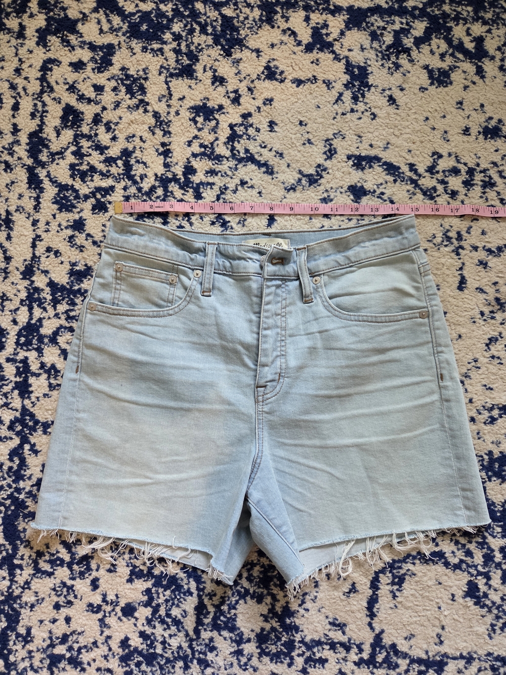 Madewell Pale Blue Frayed Hem Denim Shorts